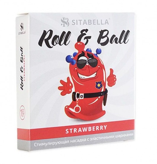 Стимулирующий презерватив-насадка Roll   Ball Strawberry - Sitabella - купить с доставкой в Сызрани