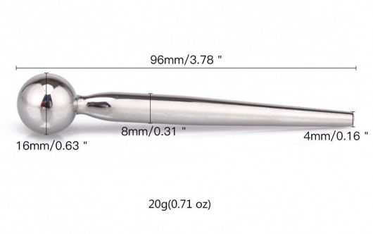 Гладкий металлический уретральный плаг с шариком - 9,6 см. - Notabu - купить с доставкой в Сызрани