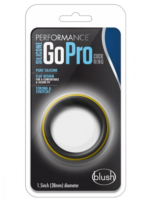Черно-желтое силиконовое эрекционное кольцо Silicone Go Pro Cock Ring - Blush Novelties - в Сызрани купить с доставкой