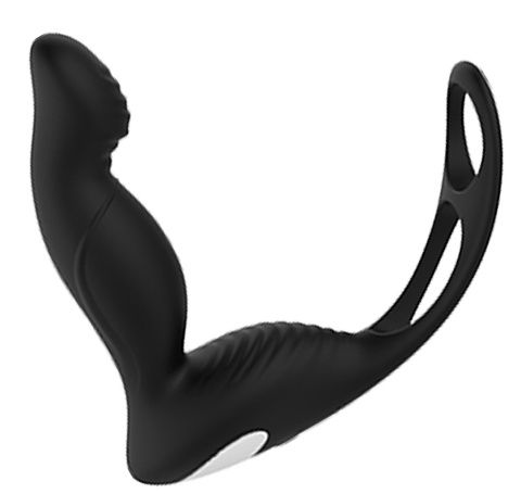 Черный вибромассажер простаты P-PLEASER W ERECTION ENHANCE - Dream Toys - в Сызрани купить с доставкой