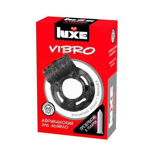 Чёрное эрекционное виброкольцо Luxe VIBRO  Африканский Эль Дьябло  + презерватив - Luxe - в Сызрани купить с доставкой