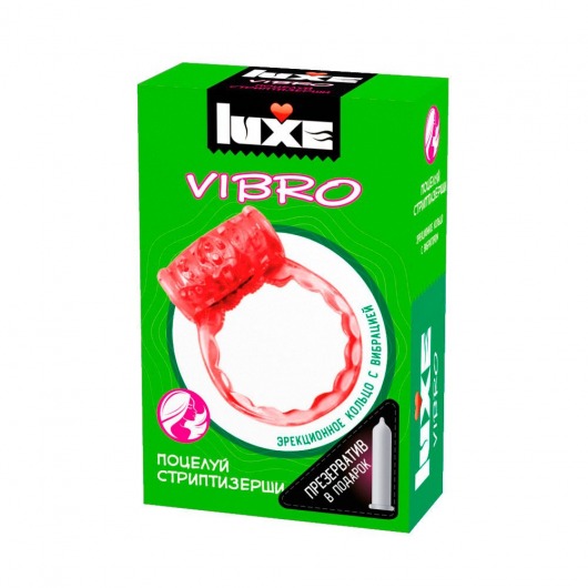 Розовое эрекционное виброкольцо Luxe VIBRO  Поцелуй стриптизёрши  + презерватив - Luxe - в Сызрани купить с доставкой