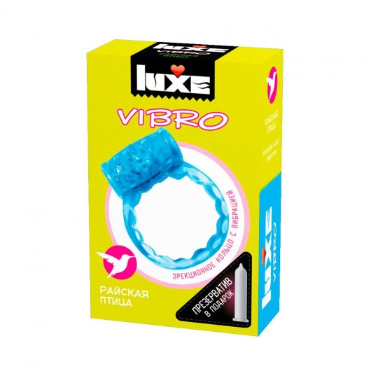 Голубое эрекционное виброкольцо Luxe VIBRO  Райская птица  + презерватив - Luxe - в Сызрани купить с доставкой