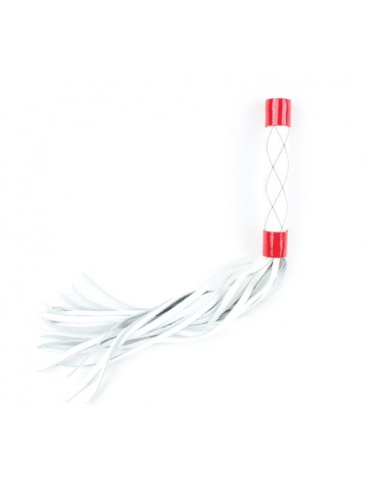 Бело-красная плеть средней длины с ручкой - 44 см. - БДСМ Арсенал - купить с доставкой в Сызрани