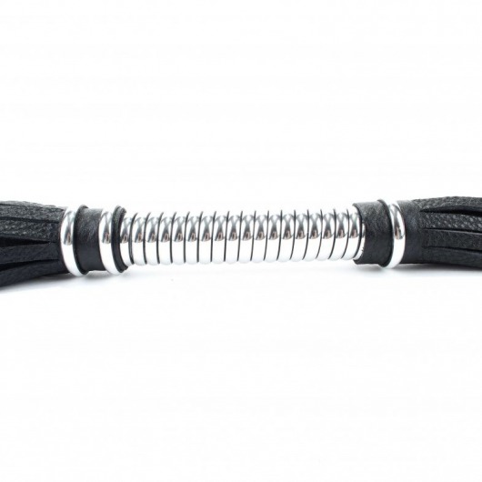 Черная длинная плеть с серебристой ручкой - 56 см. - БДСМ Арсенал - купить с доставкой в Сызрани