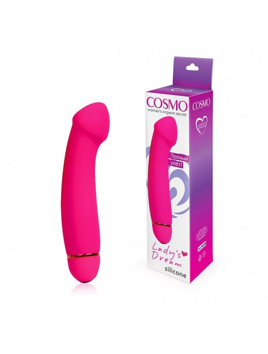 Розовый изогнутый вибромассажер с 20 режимами вибрации - 15 см. - Cosmo