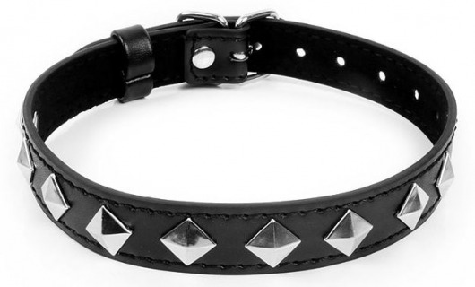 Черный ошейник с серебристыми ромбиками - Notabu - купить с доставкой в Сызрани