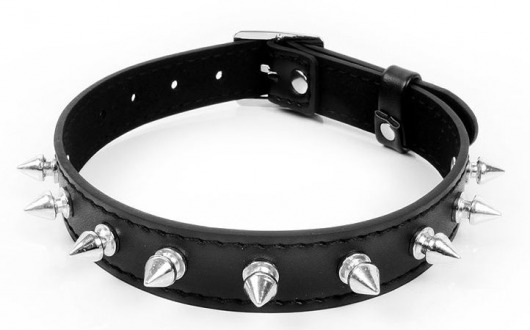 Черный ошейник с серебристыми шипами - Notabu - купить с доставкой в Сызрани