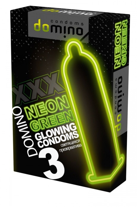 Презервативы DOMINO Neon Green со светящимся в темноте кончиком - 3 шт. - Domino - купить с доставкой в Сызрани