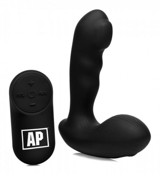 Черный стимулятор простаты Alpha-Pro 7X P-Milker Silicone Prostate Stimulator with Milking Bead - XR Brands - в Сызрани купить с доставкой