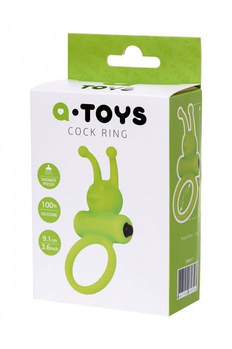 Зеленое эрекционное виброкольцо на пенис Cock Ring - A-toys - в Сызрани купить с доставкой