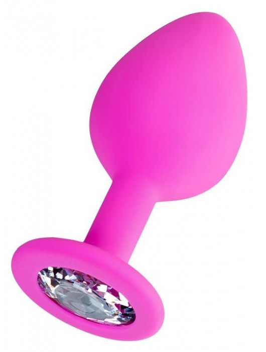 Розовая анальная втулка Brilliant с прозрачным кристаллом - 7 см. - ToyFa - купить с доставкой в Сызрани
