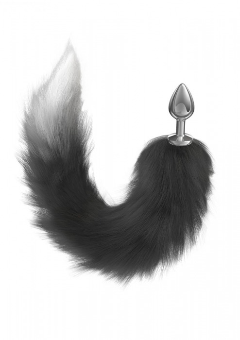 Серебристая анальная пробка с черным хвостом Galaxy - Lola Games - купить с доставкой в Сызрани