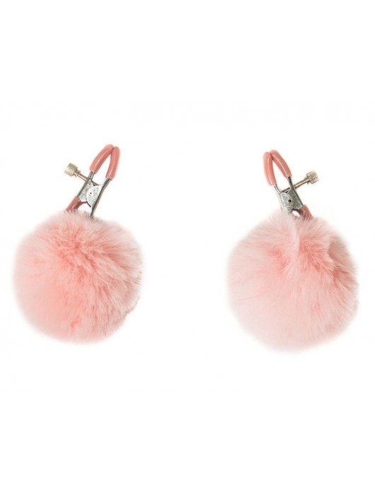 Зажимы на соски Angelic с розовыми меховыми шариками - Lola Games - купить с доставкой в Сызрани