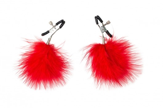 Зажимы на соски с красным пухом Euphoric - Lola Games - купить с доставкой в Сызрани