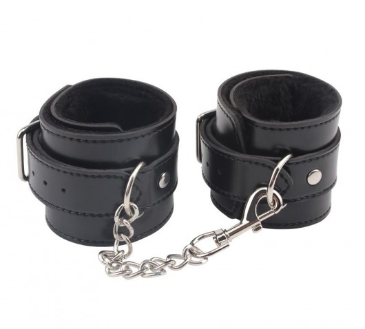 Черные оковы на ноги Obey Me Leather Ankle Cuffs - Chisa - купить с доставкой в Сызрани