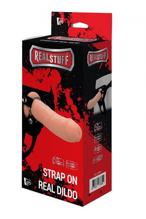 Черные трусики с телесной насадкой STRAP ON REAL DILDO - 21 см. - Dream Toys - купить с доставкой в Сызрани