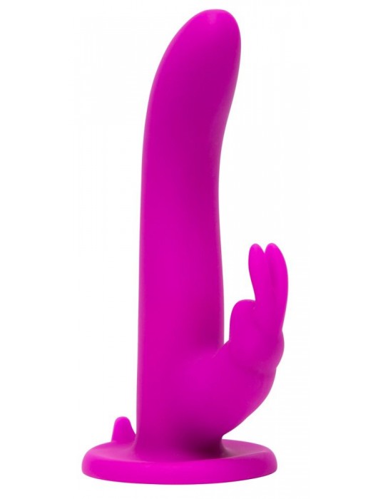 Лиловый страпон Rechargeable Vibrating Strap-On Harness Set - 17,6 см. - Happy Rabbit - купить с доставкой в Сызрани