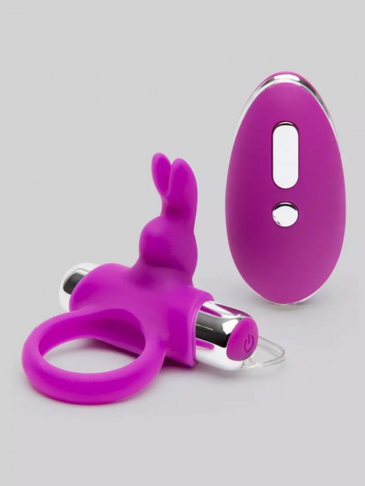 Лиловое виброкольцо с пультом ДУ Remote Control Cock Ring - Happy Rabbit - в Сызрани купить с доставкой