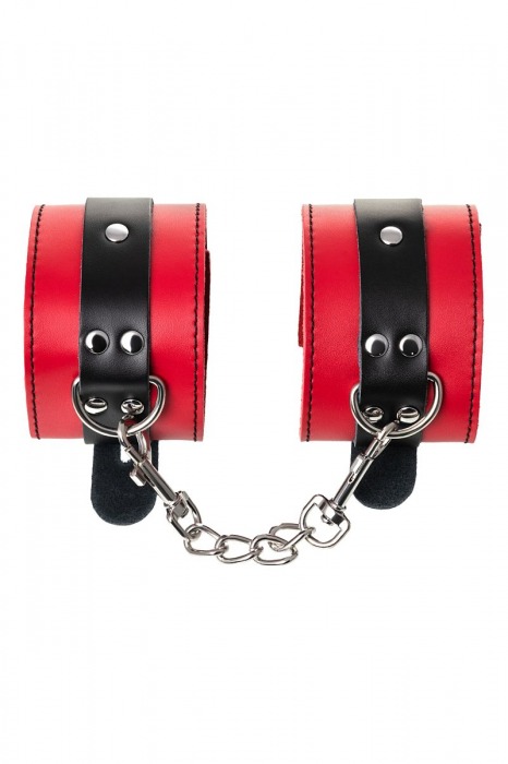 Красно-черные оковы на ноги из кожи - ToyFa - купить с доставкой в Сызрани