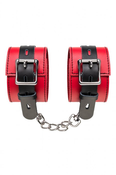 Красно-черные оковы на ноги из кожи - ToyFa - купить с доставкой в Сызрани