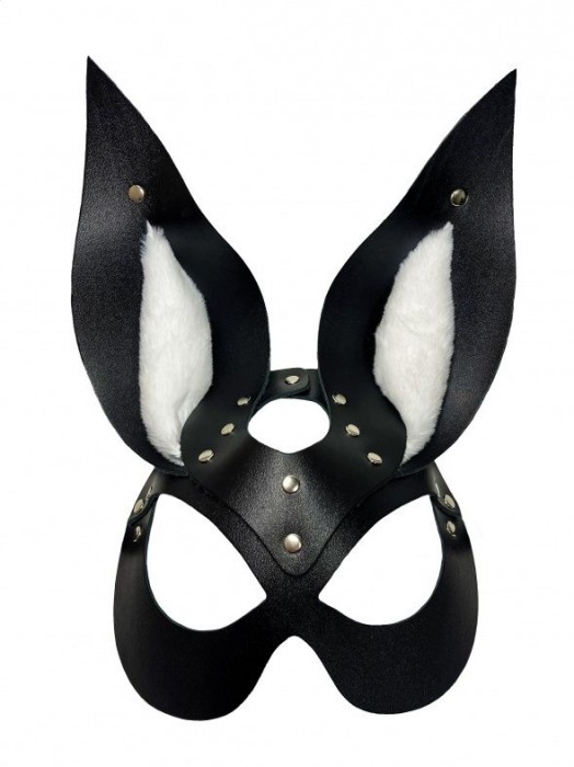 Черная маска зайки с белым мехом на ушках Miss Bunny - БДСМ Арсенал - купить с доставкой в Сызрани