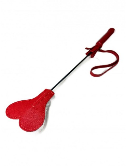 Красно-белый кожаный мини-стек - 36 см. - БДСМ Арсенал - купить с доставкой в Сызрани