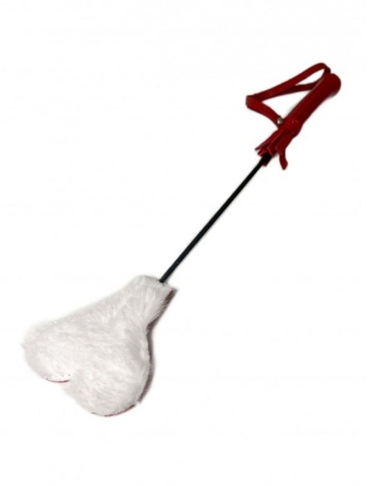 Красно-белый кожаный мини-стек - 36 см. - БДСМ Арсенал - купить с доставкой в Сызрани