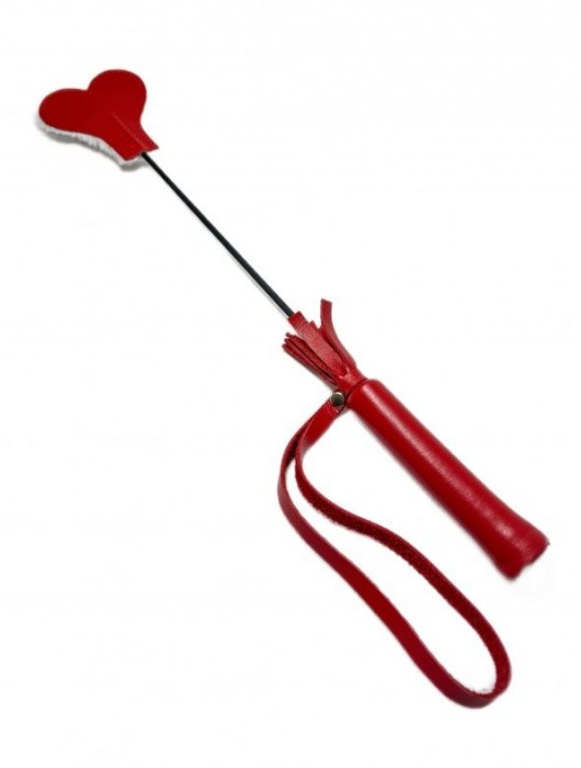 Красно-белый кожаный мини-стек - 36 см. - БДСМ Арсенал - купить с доставкой в Сызрани