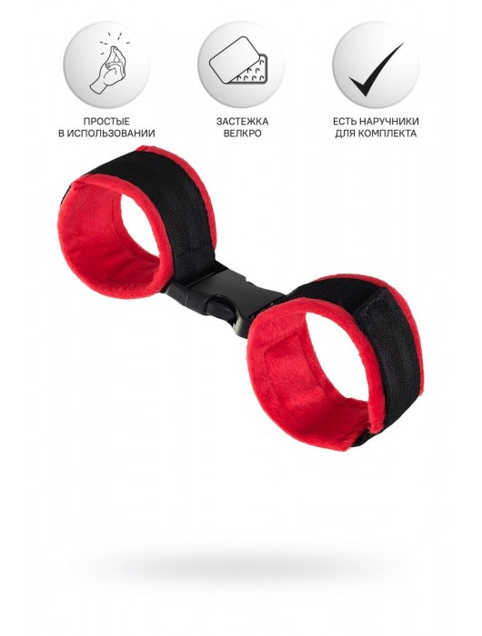 Красно-черные велюровые оковы Anonymo - ToyFa - купить с доставкой в Сызрани