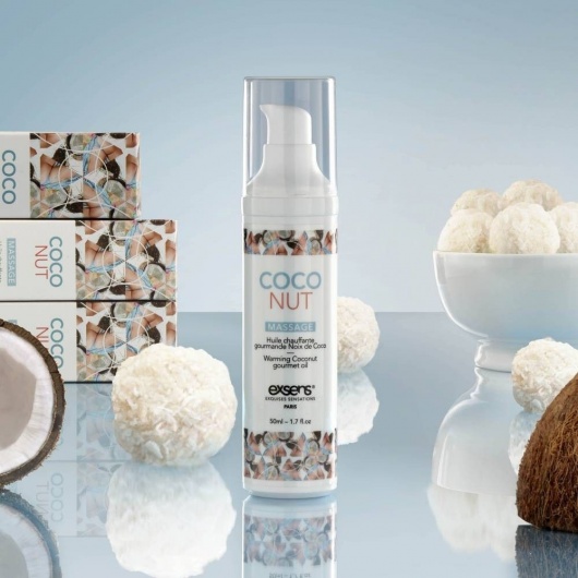 Разогревающее массажное масло с ароматом кокоса Gourmet Coconut - 50 мл. - Exsens - купить с доставкой в Сызрани