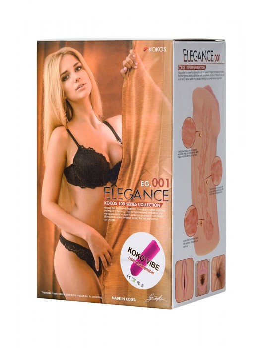 Реалистичный мастурбатор-вагина телесного цвета Elegance.001 с вибрацией - KOKOS - в Сызрани купить с доставкой