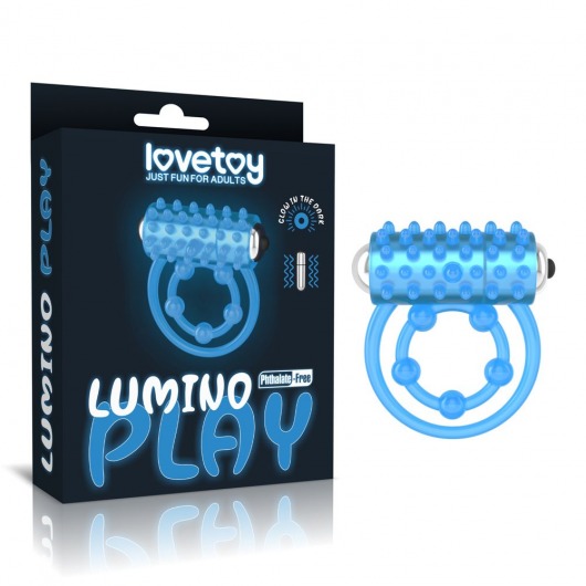 Голубое, светящееся в темноте виброкольцо Lumino Play Vibrating Penis Ring - Lovetoy - в Сызрани купить с доставкой