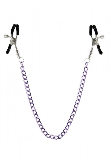 Зажимы для сосков с фиолетовой цепочкой Sweet Caress Nipple Chain - Sweet Caress - купить с доставкой в Сызрани