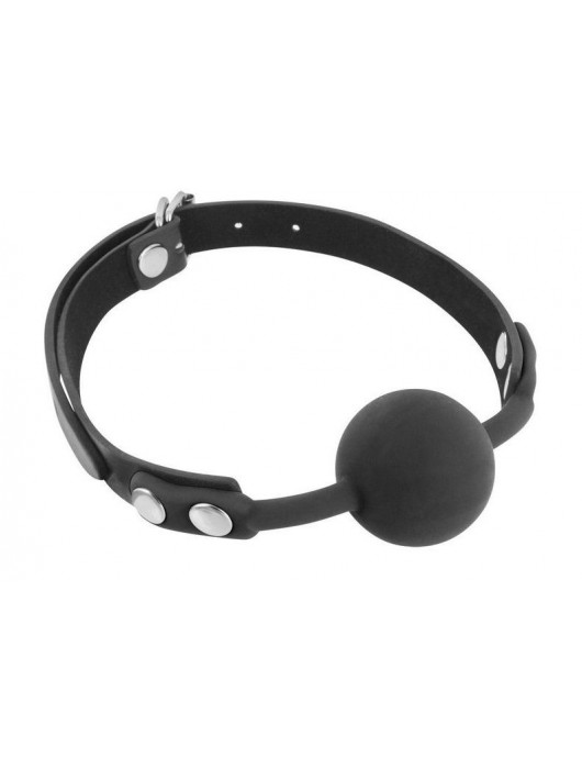 Черный силиконовый кляп-шарик на ремешках - Fetish Tentation - купить с доставкой в Сызрани