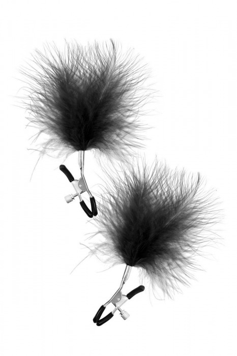 Зажимы на соски с черными пуховыми кисточками Sweet Caress Feather Nipple Clumps - Sweet Caress - купить с доставкой в Сызрани