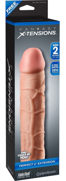Телесная насадка Fantasy X-tensions Perfect 2  Extension - 20,3 см. - Pipedream - в Сызрани купить с доставкой