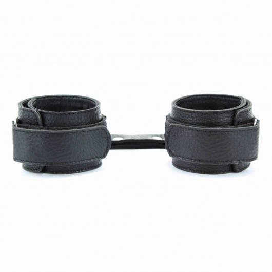 Чёрные кожаные наручники - БДСМ Арсенал - купить с доставкой в Сызрани
