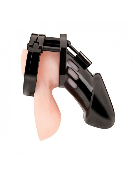 Черная акриловая клетка целомудрия для члена с замком - BlueLine - купить с доставкой в Сызрани