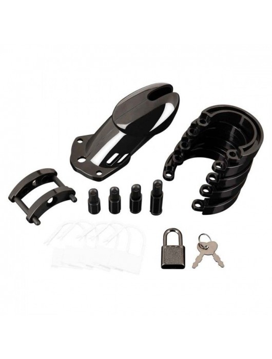 Черная акриловая клетка целомудрия для члена с замком - BlueLine - купить с доставкой в Сызрани