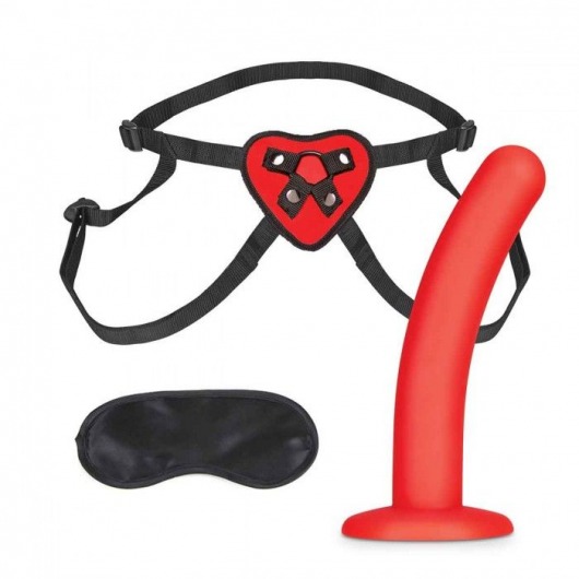 Красный поясной фаллоимитатор Red Heart Strap on Harness   5in Dildo Set - 12,25 см. - Lux Fetish - купить с доставкой в Сызрани