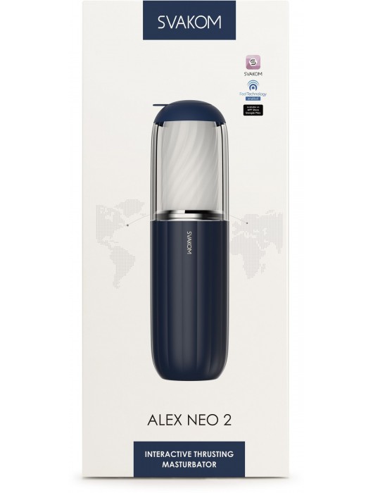 Черно-белый интерактивный мастурбатор Alex Neo 2 - Svakom - в Сызрани купить с доставкой