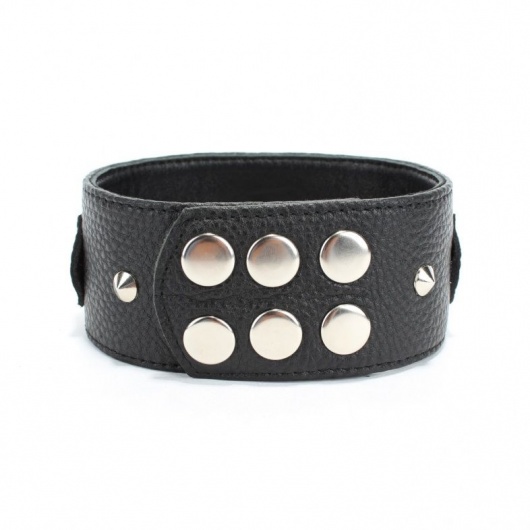 Черный кожаный ошейник с короткими шипами - БДСМ Арсенал - купить с доставкой в Сызрани