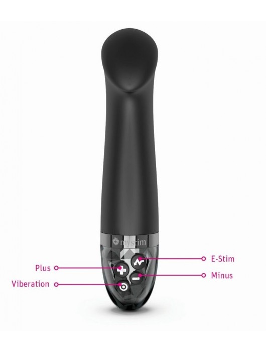 Черный вибратор с функцией электростимуляции Right on Ron - 17 см. - MyStim - купить с доставкой в Сызрани
