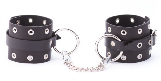 Черные кожаные оковы с люверсами - Crazy Handmade - купить с доставкой в Сызрани