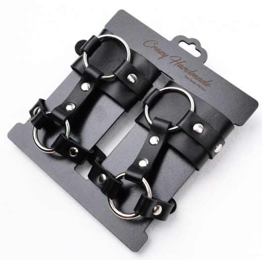 Черные наручники с креплением на кисть руки - Crazy Handmade - купить с доставкой в Сызрани
