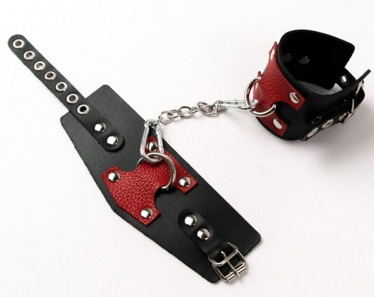 Черные кожаные оковы с красными вставками - Crazy Handmade - купить с доставкой в Сызрани