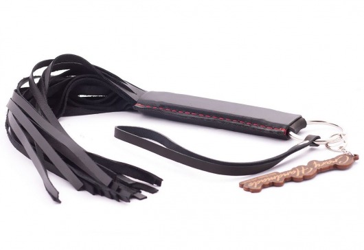 Черная кожаная плеть с удобной ручкой - 50 см. - Crazy Handmade - купить с доставкой в Сызрани