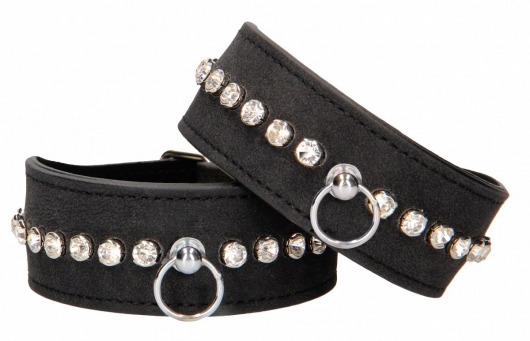 Черные поножи Diamond Studded Ankle Cuffs - Shots Media BV - купить с доставкой в Сызрани