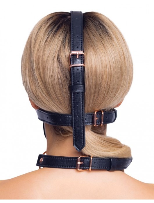 Черный намордник с кляпом-шаром Head Harness With A Gag - Orion - купить с доставкой в Сызрани